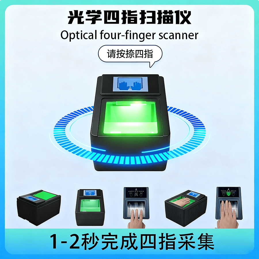 光學(xué)四指掃描儀外觀展示_FBI FAP 60標(biāo)準(zhǔn)指紋采集設(shè)備